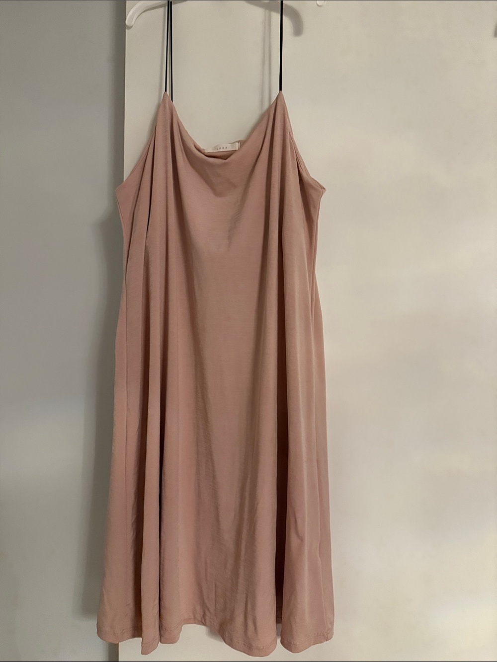 Lush Dusty Rose Slip Midi Dress with Thin Straps